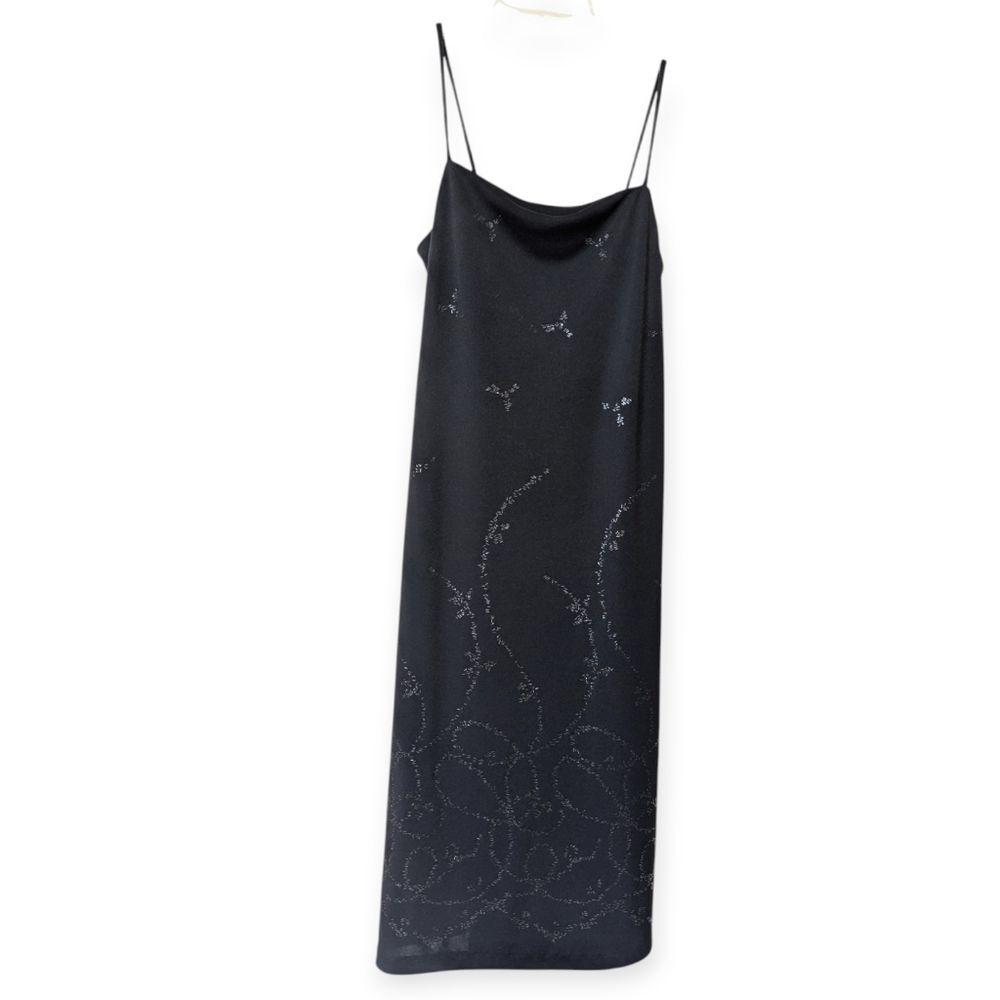 Vintage Y2K Midi Low Back Slip Dress With Shiny Details
